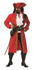 Pirate Captain Hook Red Coat Adult Mens Costume - Picture 1 of 6