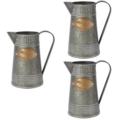 3 Stück antike Eisen Blumentopf Blumen Vase mit Griff Home Ornamente - Bild 1 von 4