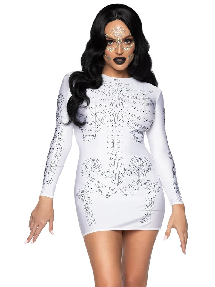 Disfraz Esqueleto Diamantes de Imitación Adulto Halloween Mediano Foto 1 de 1