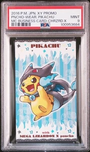 PSA 9 Pokemon Poncho Pikachu Mega Charizard X Japanese Business XY Promo from JP - Picture 1 of 2