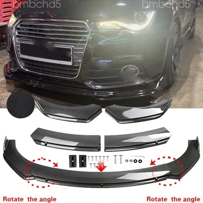 For Audi TT TTS A1 A3 S3 A4 Carbon Style Front Bumper Splitter Lip Spoiler Body - Image 1 of 4