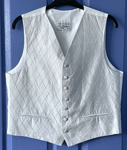 Pure silk silver waistcoat XL 44 mens tuxedo vest wedding Anthony Formal Wear - Picture 1 of 5