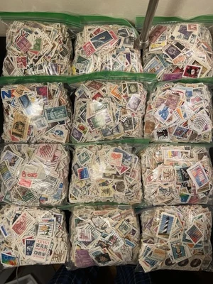 6-Pounds/lbs. Used US Stamps on Paper. No Flags. Cut Close. Duplicates.Thousands - Image 1 of 4