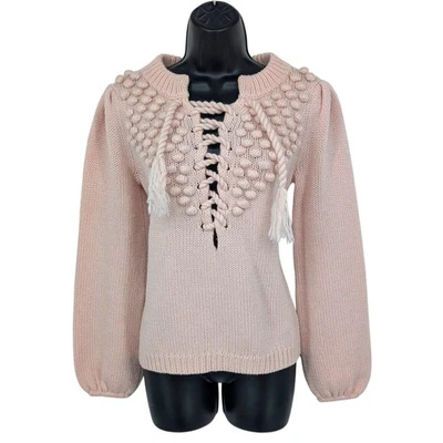 Y2K Moda International коренастый Bobble вязаный свитер на шнуровке женщин размер M коттедж - Изображение 1 из 4