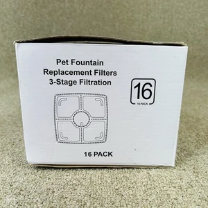 Pet Fountain Replacement Filters Three Stage Filtration 16 Pack - Picture 1 of 9