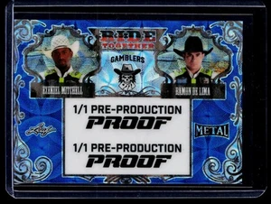 2024 Leaf Bull Riding 1/1 Blue Ezekiel Mitchell Ramon deLima Ride Together Proof - Imagen 1 de 2