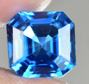 4.65 Ct Natural Swiss Blue Topaz Emerald Flawless CERTIFIED Loose Gemstone - Picture 1 of 5