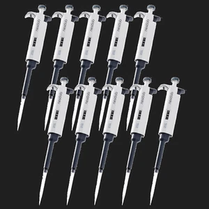 10x 100-1000 μl Adjustable Volume Pipette Single Channel Pipettor Micro Pipettes - Picture 1 of 8