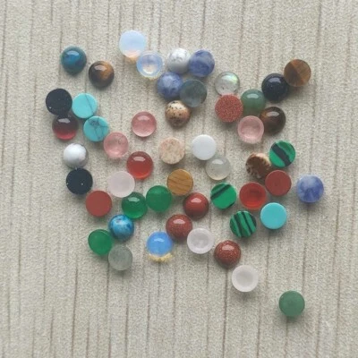 Wholesale 50pcs 3mm Natural Stone Round Cab Cabochon Beads Jewelry No Holes - Image 1 of 4