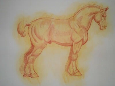 Figura de caballo dibujo arte pastel artista Jerome Cadd 18inx24in  Foto 1 de 3