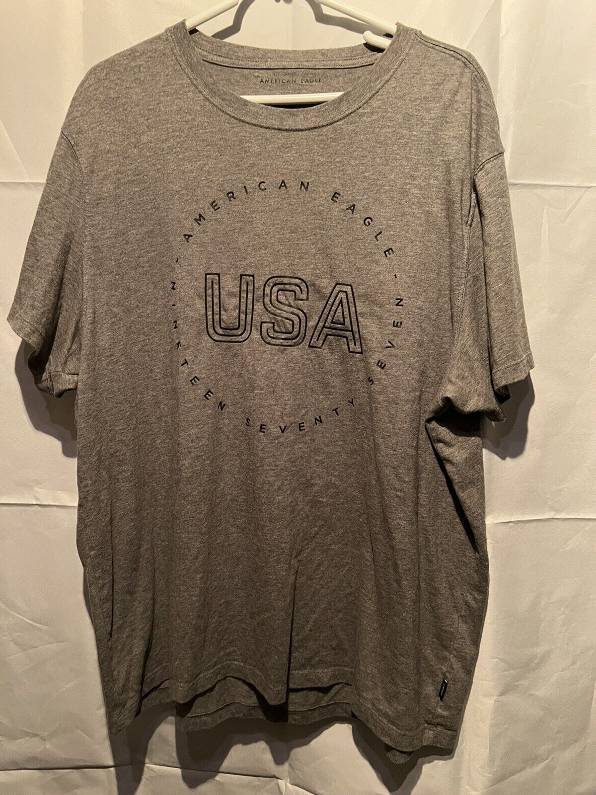 American Eagle Outfitters Vintage Fit Cotton V-Neck Gray Logo Size 