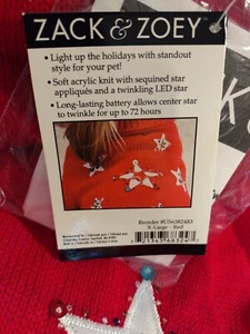NWT Zack & Zoey Twinkling Stars PET Sweater XL - Picture 1 of 9