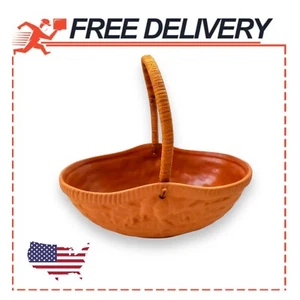 Clay Terracotta/Earthenware Pottery Basket-Woven Handle-Teleflora Portugal 9" - Picture 1 of 8