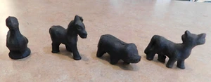 4 piece cast iron farm animal miniatures duck, horse, cow, pig - Picture 1 of 10