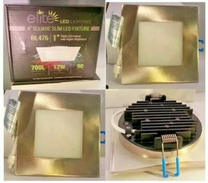elite RL476 4" Square Slim LED Fixture -700L-12W-90 CRI-120V-3000K SATIN NICKEL - Picture 1 of 4
