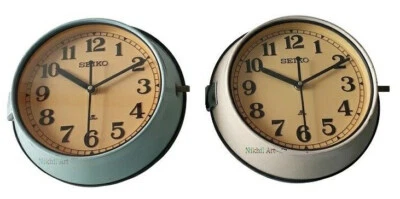 Blue Cream Analogue Vintage Wall Clocks Seiko Retro Antique Quartz (Set of 2) - Image 1 of 4
