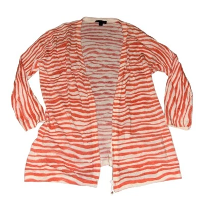 Cárdigan Lafayette 148 New York Naranja Rayas Tejido Frente Abierto Talla PS Foto 1 de 4