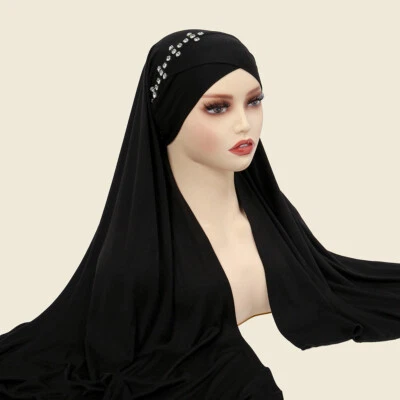 Muslim Women Long Headscarf Prayer Head Wrap Cover Islamic Turban Scarves Shawl - Image 1 of 4