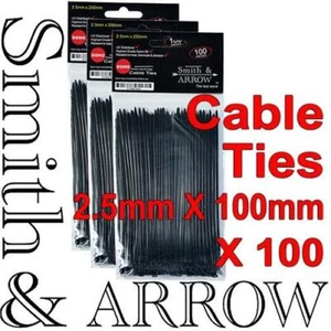 CABLE ZIP TIES BLACK UV STABILISED 2.5mm 3.6mm 4.8mm 7.6mm x 200mm / 300mm - Picture 1 of 12