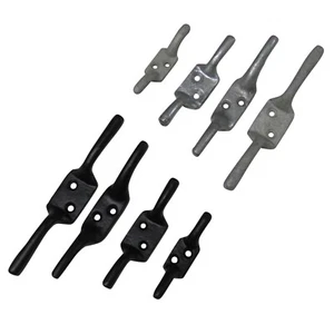 Black Galvanised Cleat Hooks 3" - 6" X2 (Washing Line Blind Cord Tie Back) - Picture 1 of 25