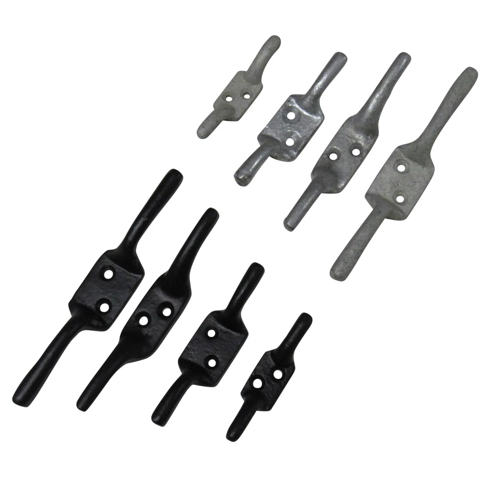 Black Galvanised Cleat Hooks 3" - 6" X2 (Washing Line Blind Cord Tie Back) - Image 1 of 1