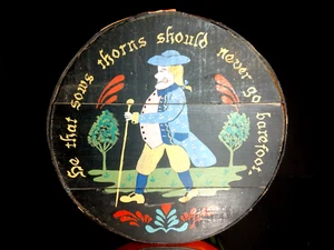 16" SHAKER BOX Hand Painted by JEAN SNOW Vintage PENN DUTCH Hat Box Storage - Picture 1 of 13