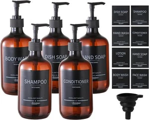 5er Pack Bernstein Duschflaschen Nachfüllbar mit Etiketten 16,9oz 500ml Wiederverwendbar Shampoo - Bild 1 von 8