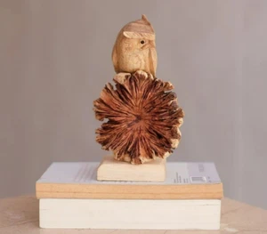 Owl on Tree Wooden Figurine, Sculpture, Bird Statue, Office Decor, Gift for Dad - Picture 1 of 7