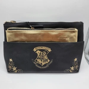 Primark Harry Potter Black & Gold 2 Make Up Bag Cosmetic Bags Hogwarts US Seller - Picture 1 of 9