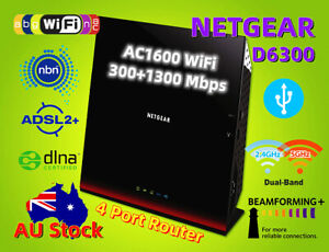 NETGEAR D6300 AC1600 ADSL 2+ NBN Wireless Dual Band Gigabit WiFi Modem Router