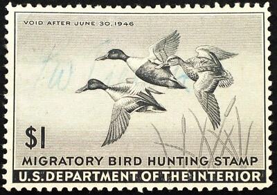 U.S. Used Stamp Scott #RW12 $1 Federal Duck Hunting. Very Fine. Choice! - Image 1 of 2