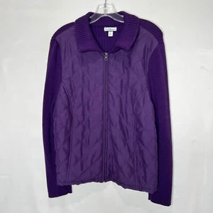 Croft & Barrow Damen Jacke Pullover Gr. Lg petite lila gesteppt vorne Strick - Bild 1 von 9