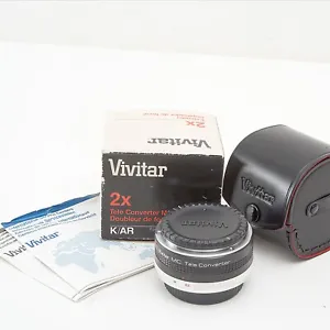VIVITAR MC 2X - 7 TELE CONVERTER FOR KONICA Lens  Caps , Case, Box & Manual #70 - Picture 1 of 7