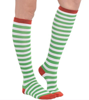 Christmas Elf Knee High Socks Candy Cane Striped NEW Unisex Shoe Sz 4-10.5 - Image 1 of 4