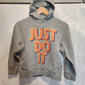 Nike Pullover Hoodie Youth Size Med Gray Neon Just Do It Logo Casual Long Sleeve - Picture 1 of 9