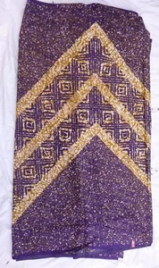Fabric Super King 45"x 6 yards Batik Purple Gold white - Picture 1 of 9