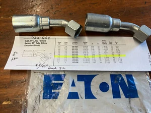 08U-688 Eaton extremo de manguera, lote de 2, manguera de identificación de 1/2", #8 hembra jic, curva de 45 grados - Imagen 1 de 8