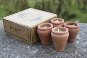 4 velas perfumadas Fairtrade 20 horas, olla de terracota, productos dalit Vishal, lavanda - Imagen 1 de 3