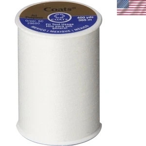 Versatile 400 Yards White Polyester Thread - Ideal for All Sewing Projects - Picture 1 of 2