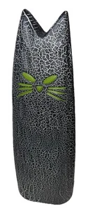 Pier 1 Imports Cat Primitive Carved Crackle Wood Statue Glowing Green Eyes 12" - Picture 1 of 6