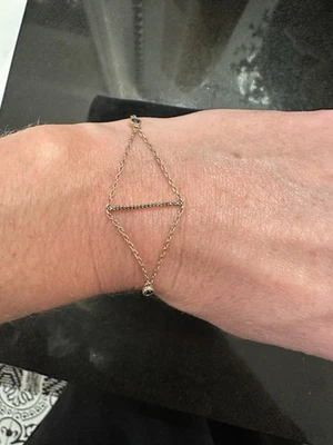 Pulseira de ouro rosa 14K com diamante preto - Imagem 1 de 2