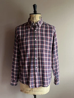 Our Legacy Shirt Mens Size M Navy Red Plaid Checked Button Down Collar - Image 1 of 4