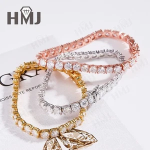 6-8In 2.5-4mm Moissanite 18K White Gold Plated Tennis Bracelet Round Cut Wedding - Picture 1 of 29