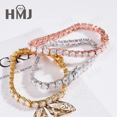 6-8In 2.5-4mm Moissanite 18K White Gold Plated Tennis Bracelet Round Cut Wedding - Image 1 of 4