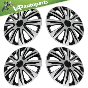 Set of 4 15" Wheel Covers For R15 Tires Rim Snap On Full Hub Caps Black & Silver - Picture 1 of 10