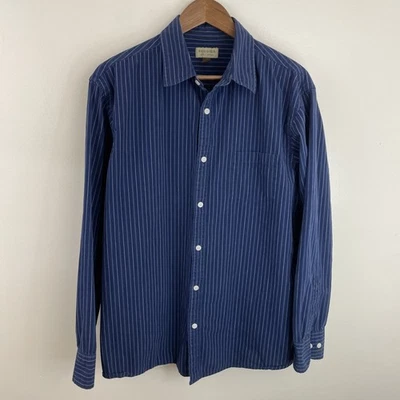 Camisa Sonoma Para Hombre Grande Azul Rayas Manga Larga Botón 100% Algodón Foto 1 de 4