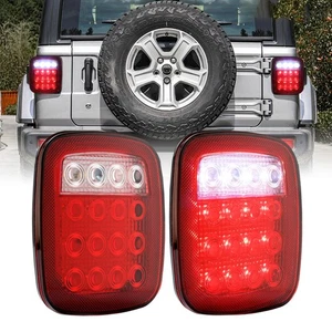 16 LED Tail Light White Red Turn Signal Brake Light for Jeep Wrangler YJ TJ CJ - Picture 1 of 12