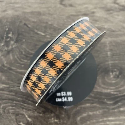 Tela naranja negra a cuadros cinta de Halloween artesanía álbum de recortes  Foto 1 de 4