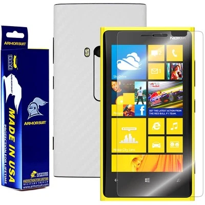 Protector de pantalla ArmorSuit Nokia Lumia 920 + Recubrimiento de fibra de carbono blanco Hecho en EE. UU. Foto 1 de 4