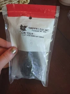 Green Leaf  1-1/4" Male Thread x 1-1/4" Hose Barb  Part # HB125BG1 Poly  - Picture 1 of 4